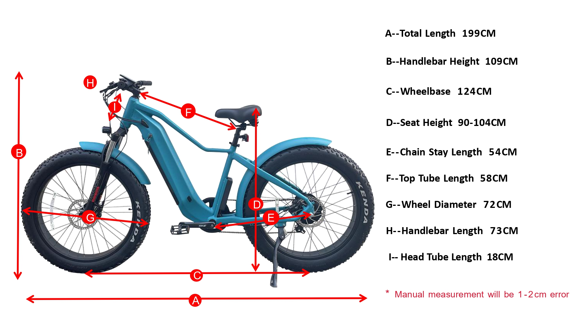 Geometry Of Beast Fat Tire Electric Mountain Bike.webp